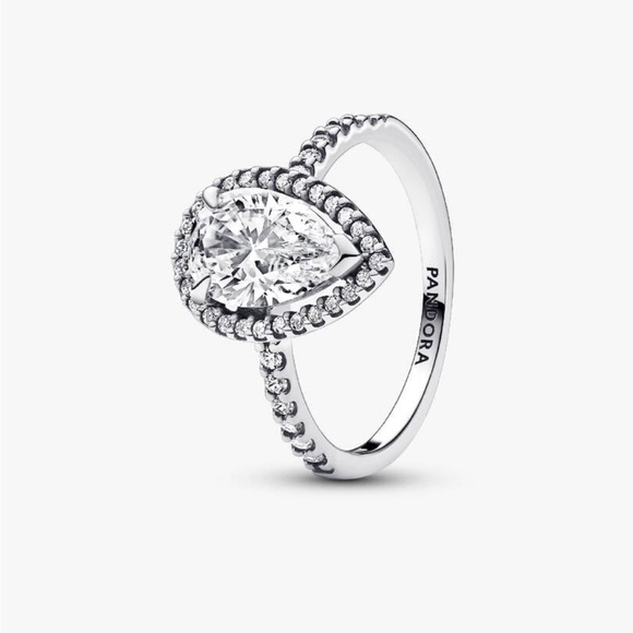 Pandora sparkling pear halo ring